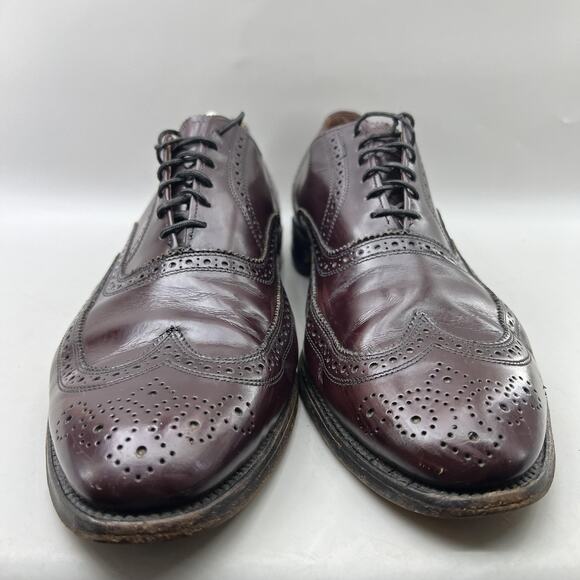 Allen Edmonds Lloyd Wingtip Oxford Men Size 14 C Burgundy Leather Brogue Shoes - Picture 2 of 11